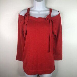 J. Crew Tie Off-Shoulder Red Sweater Medium